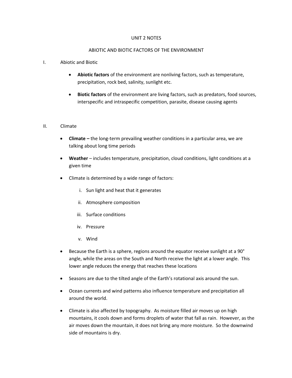 Abiotic and Biotic Factors of the Environment