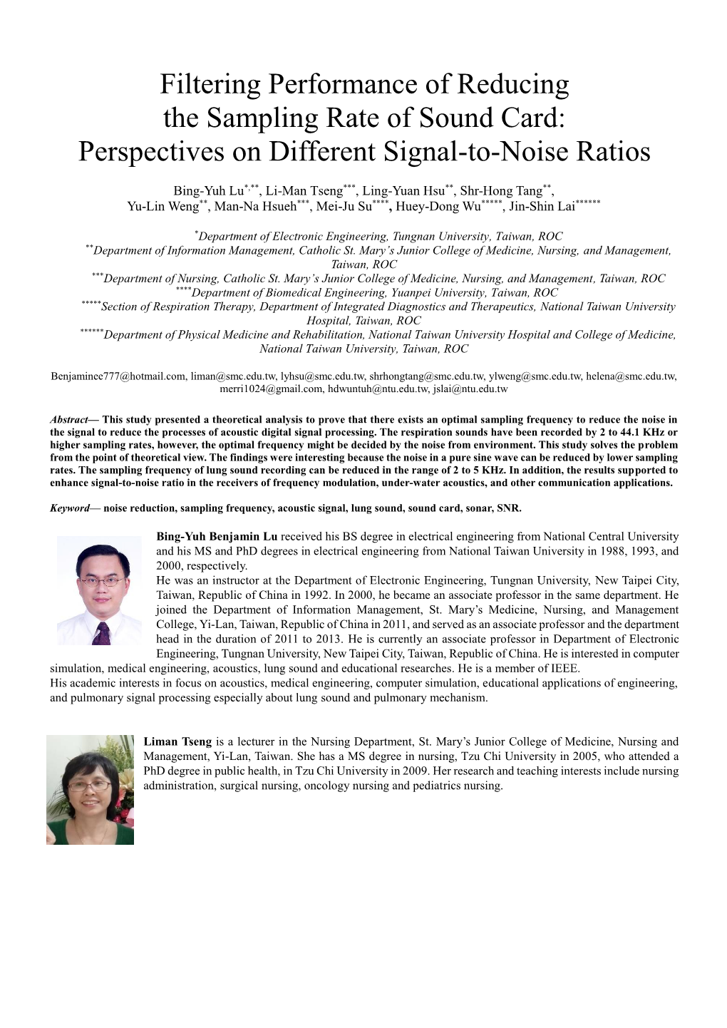 Filtering Performance of Reducing the Sampling Rate of Sound Card: Perspectives on Different Signal-To-Noise Ratios