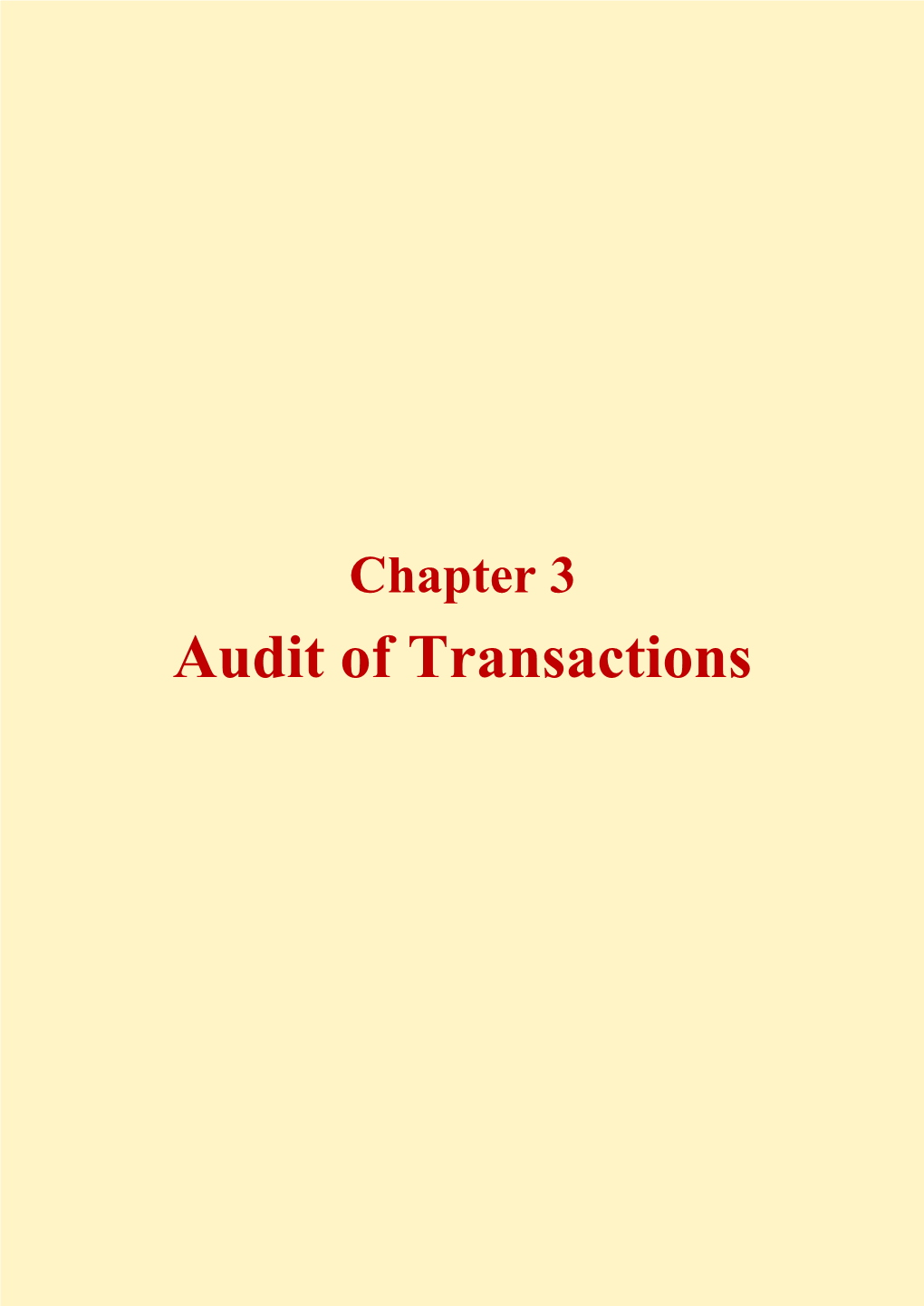 Audit of Transactions