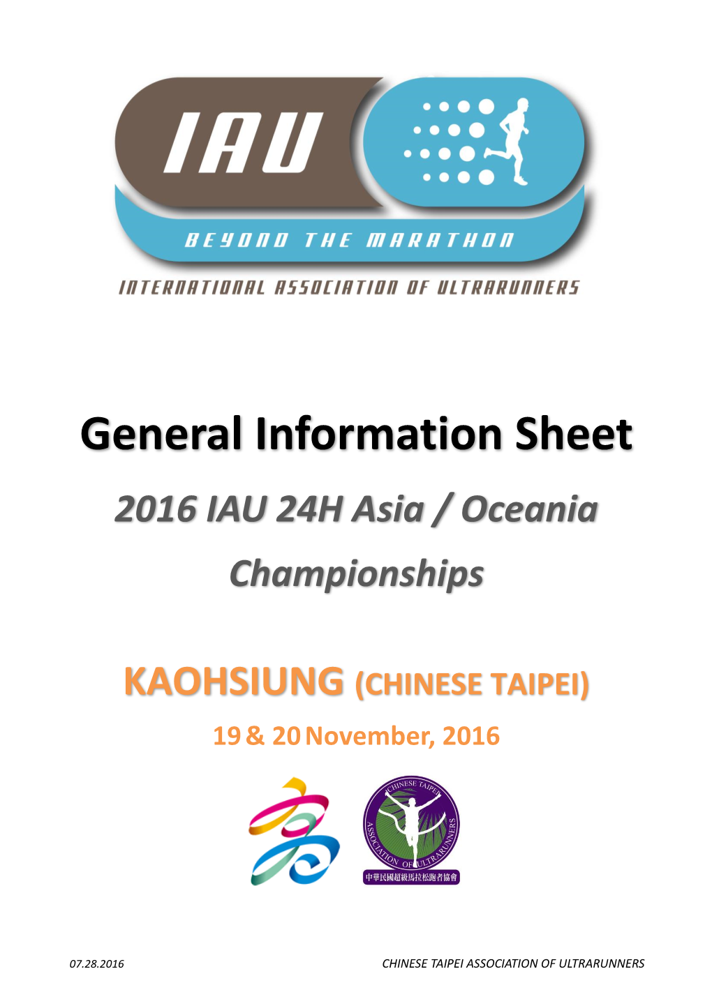 General Information Sheet 2016 IAU 24H Asia / Oceania Championships