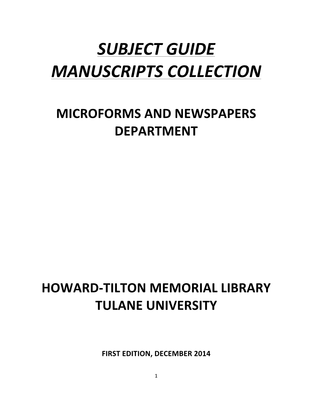 Manuscripts on Microfilm