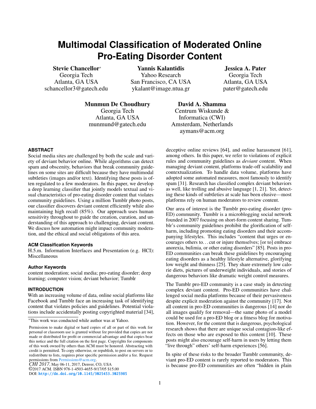 Multimodal Classification of Moderated Online Pro-Eating