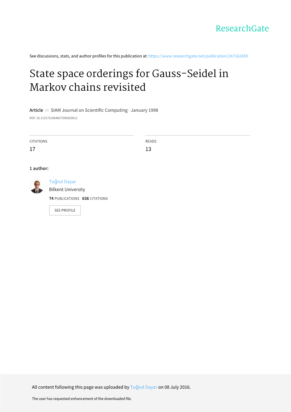 State Space Orderings for Gauss-Seidel in Markov Chains Revisited