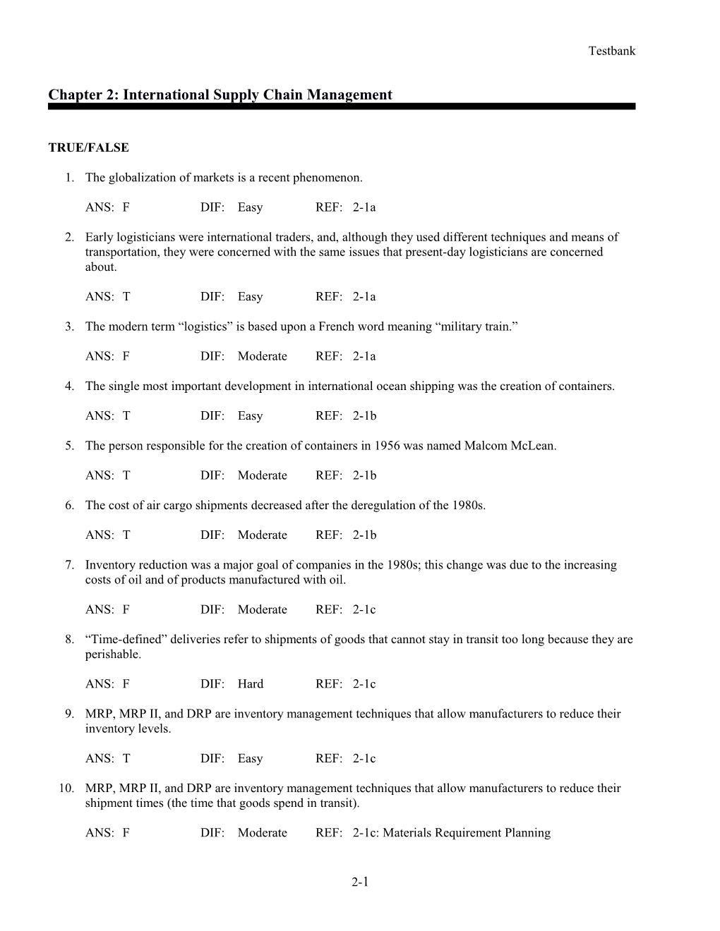 Chapter 13: Customs Clearance