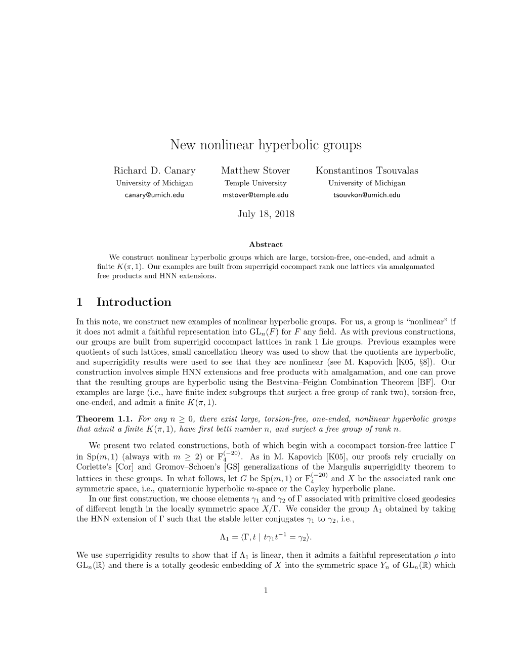 New Nonlinear Hyperbolic Groups