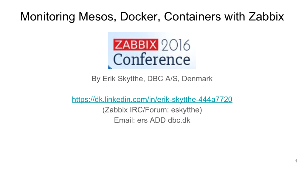 Monitoring Mesos, Docker, Containers with Zabbix