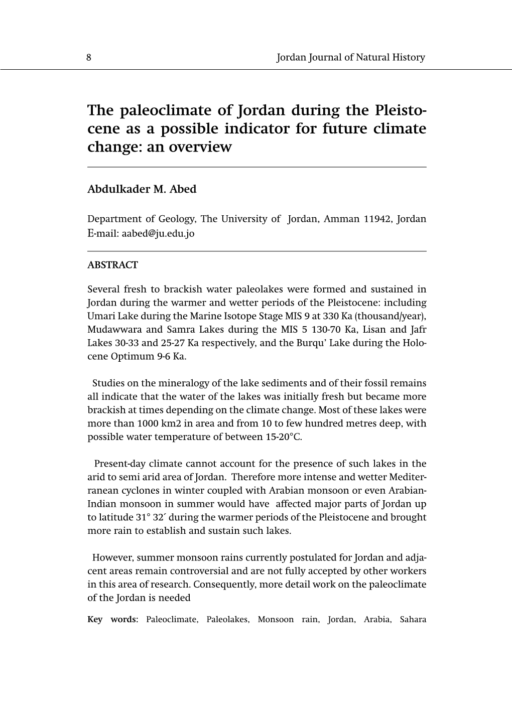 Cene As a Possible Indicator for Future Climate Change: an Overview