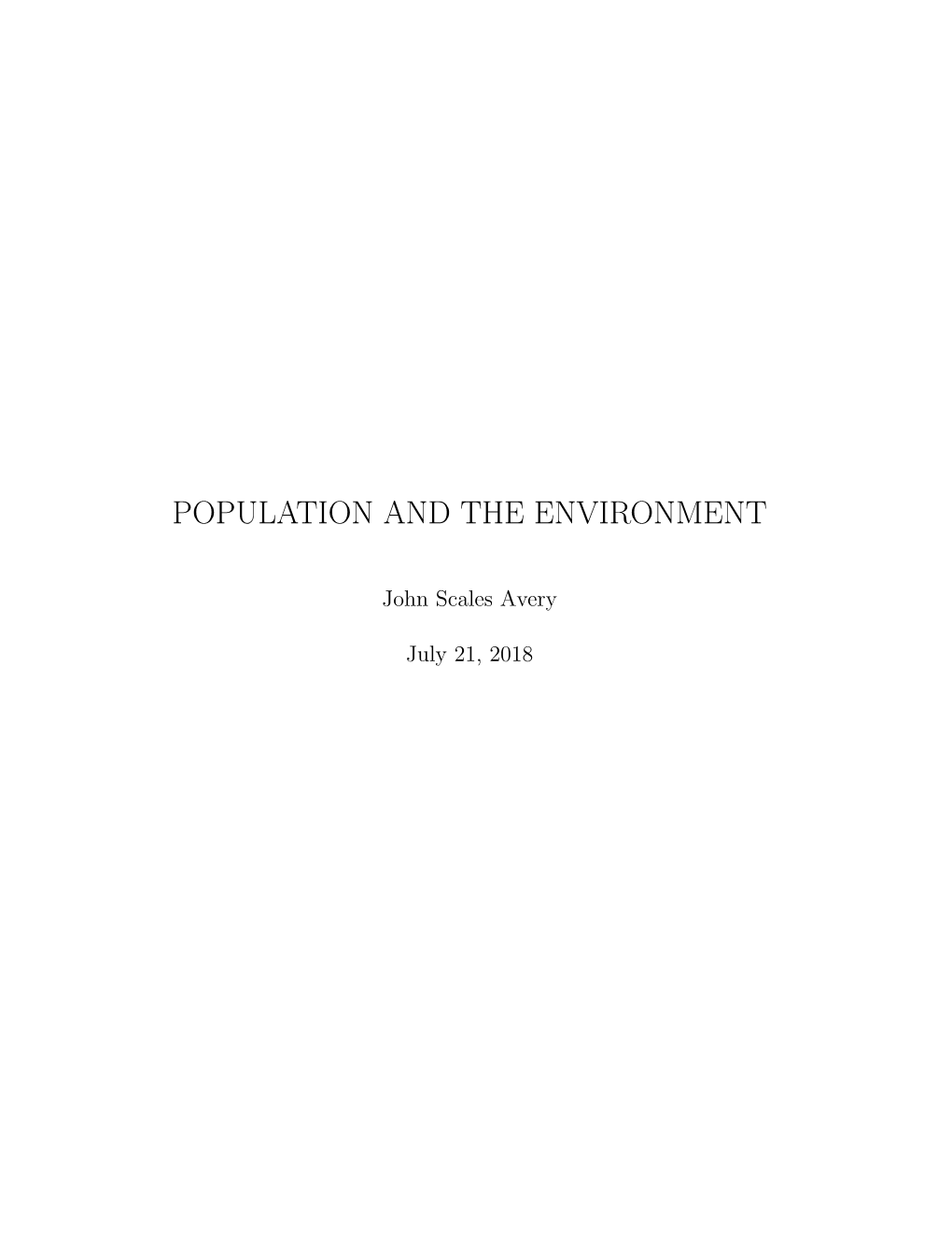 Population and the Environment