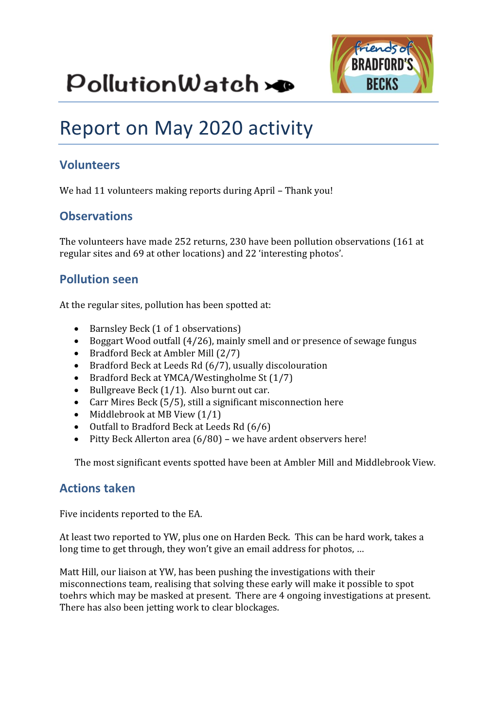 Pollutionwatch Report May 2020