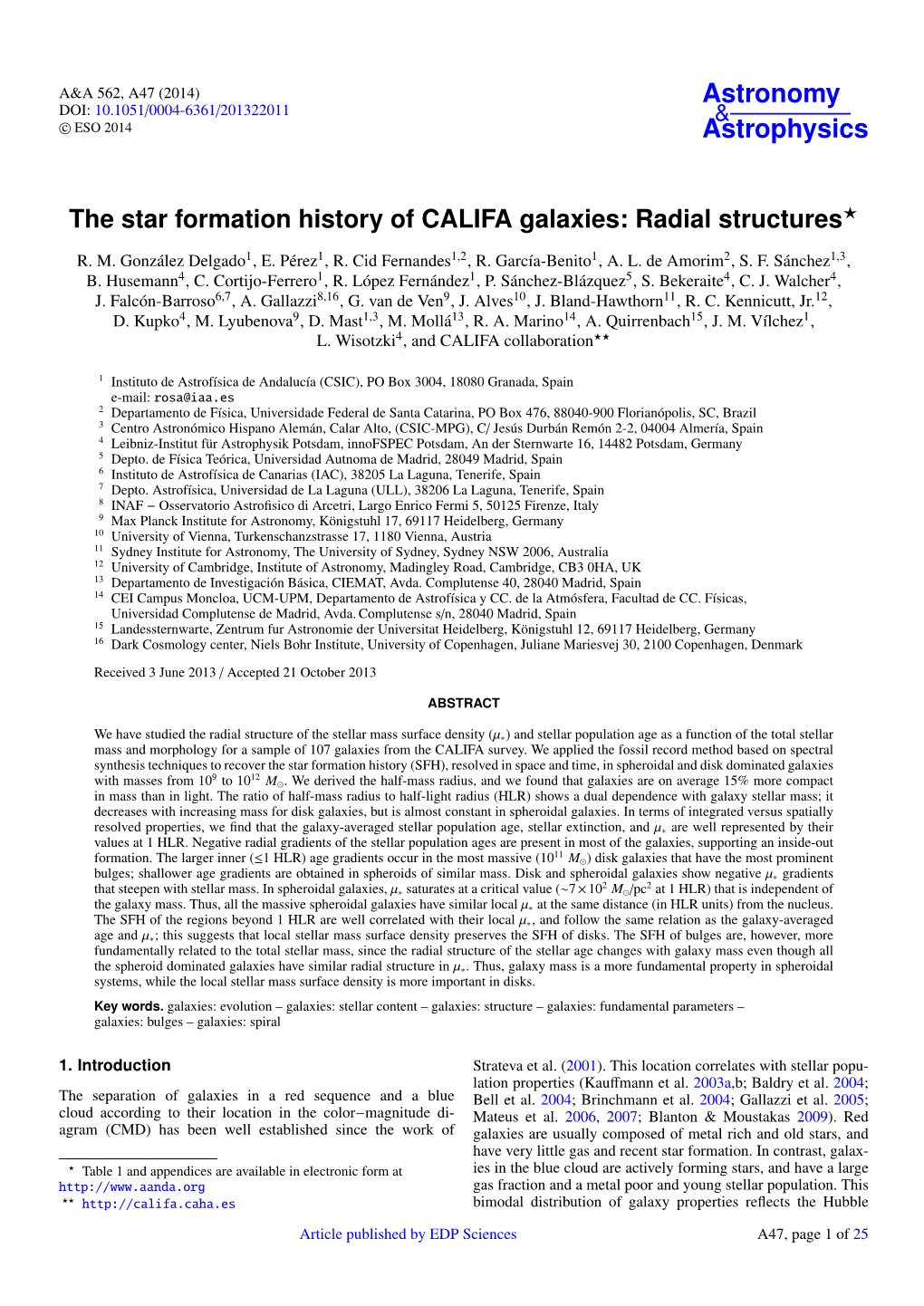 The Star Formation History of CALIFA Galaxies: Radial Structures?