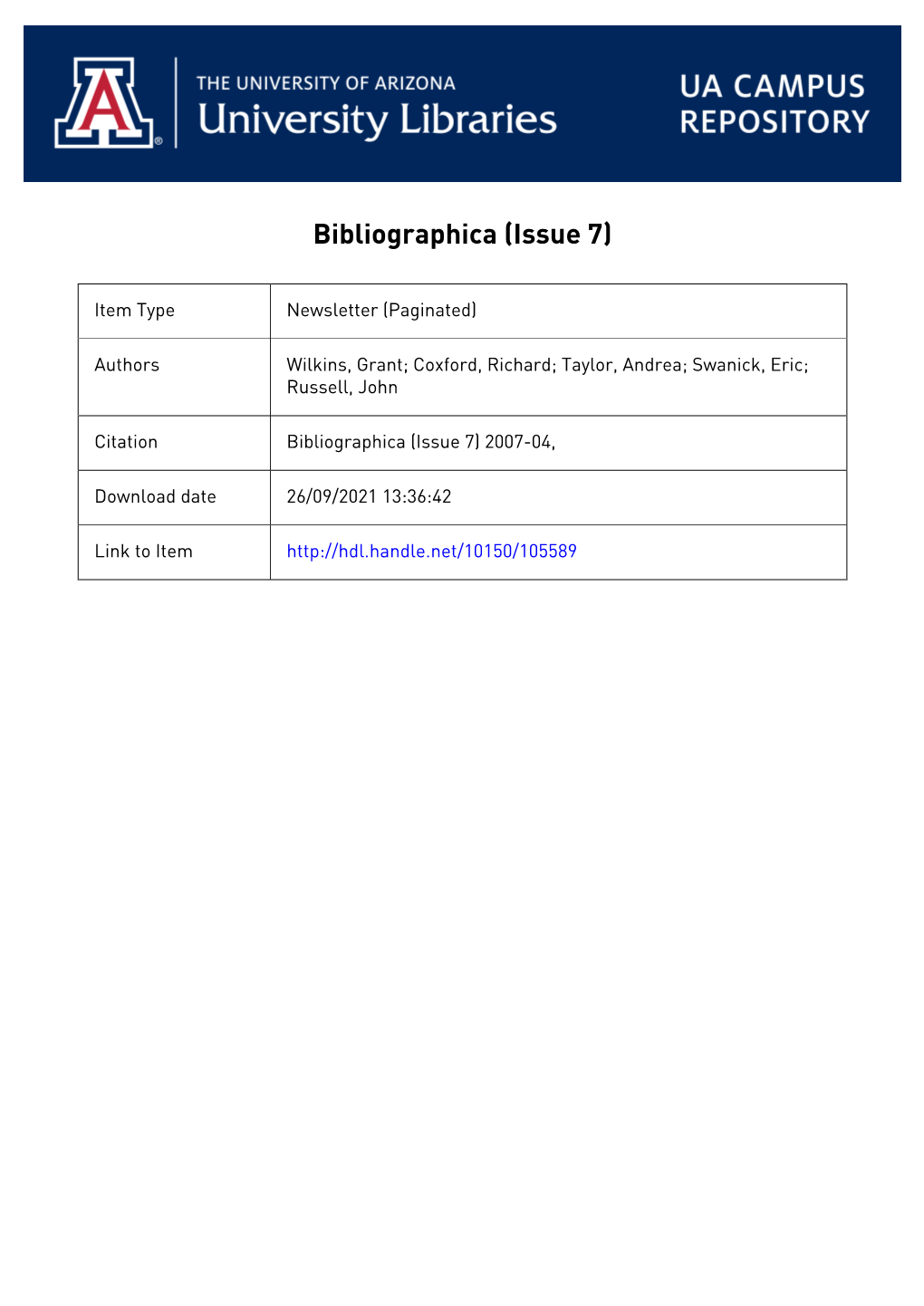 Bibliographica (Issue 7)