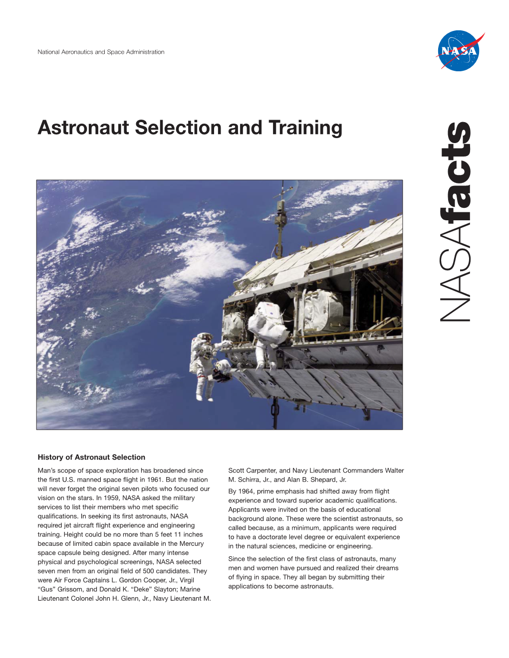 Astronaut Selection and Training Facts NASA