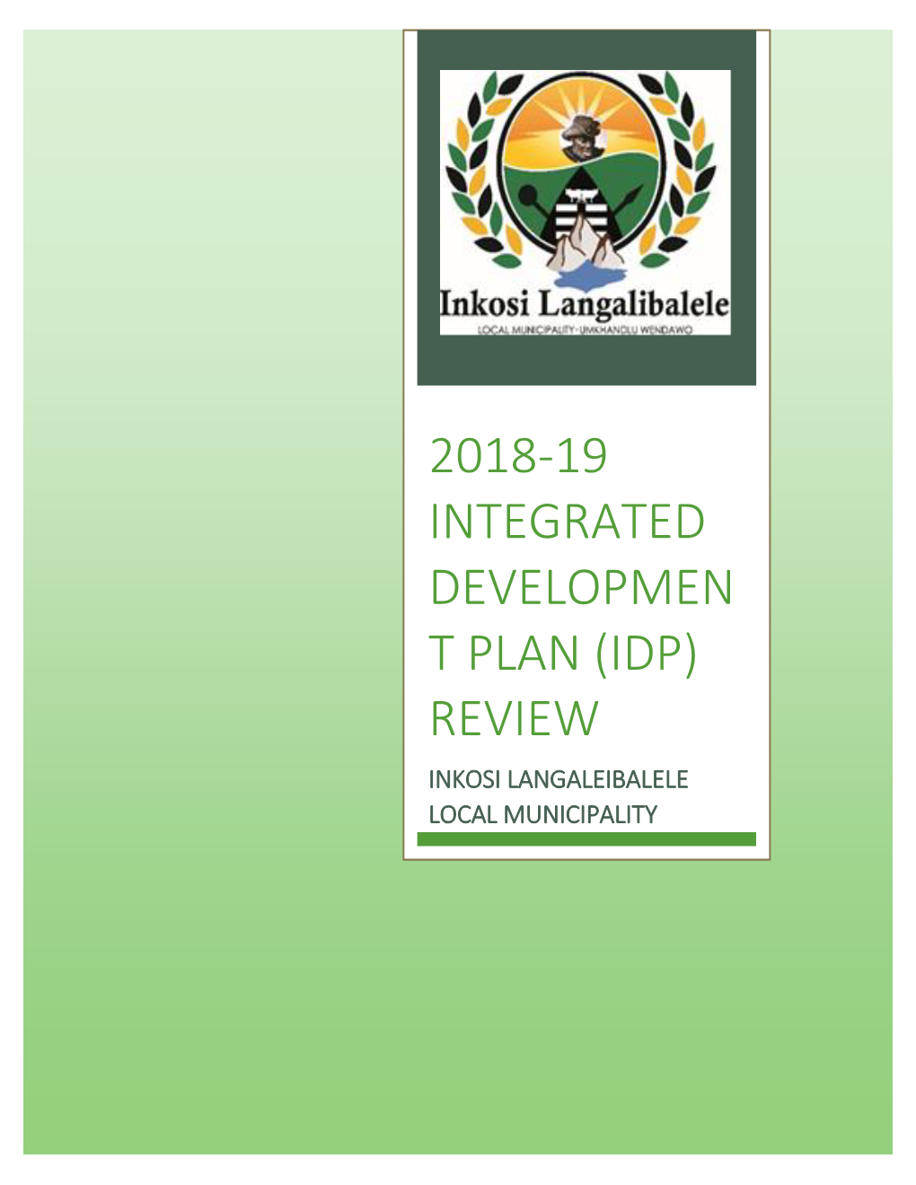 2018-19 Integrated Development Plan (Idp) Review