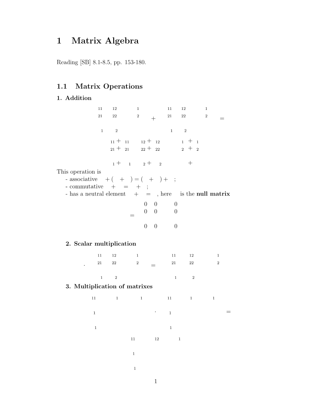 1 Matrix Algebra