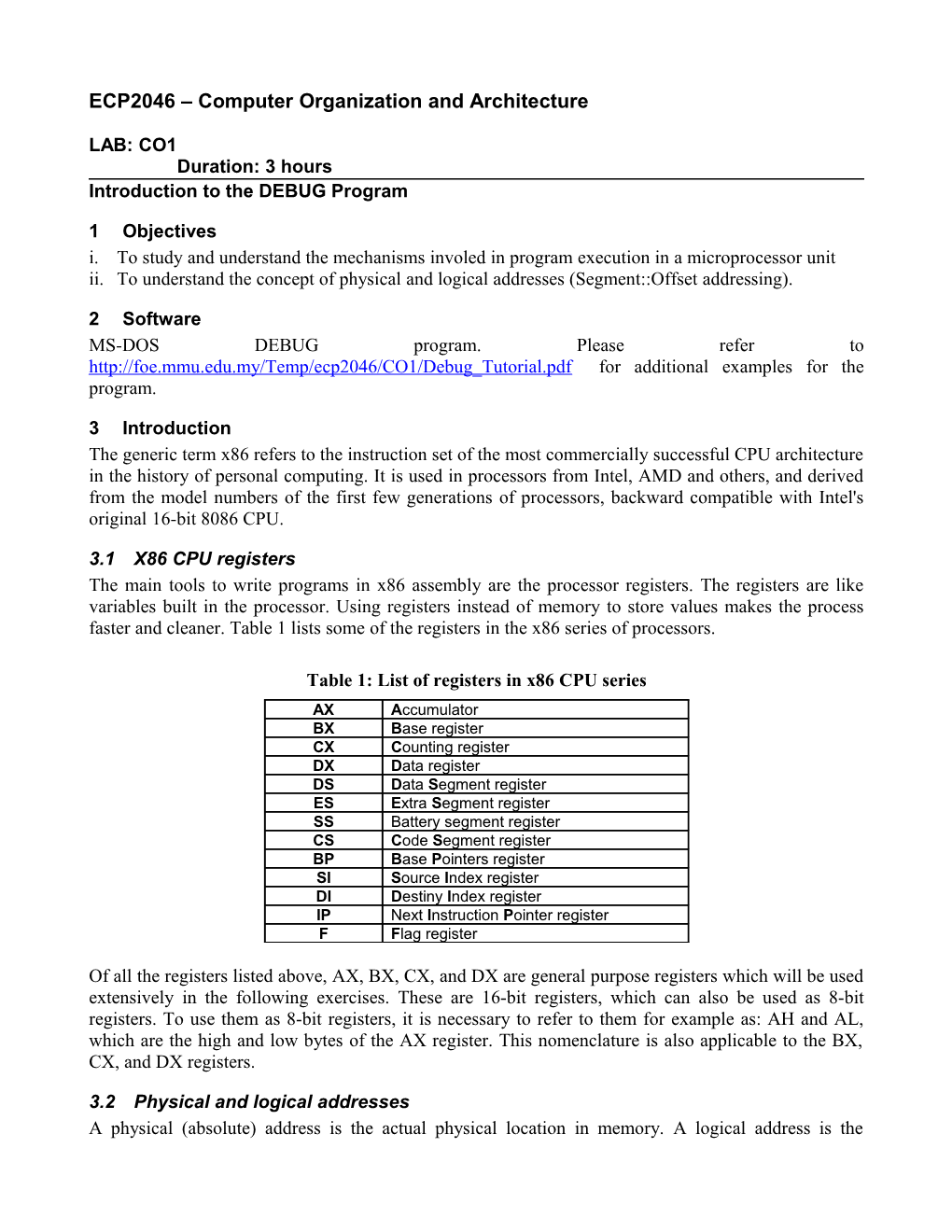 Ecp2046 Computer Organization Architecture s1