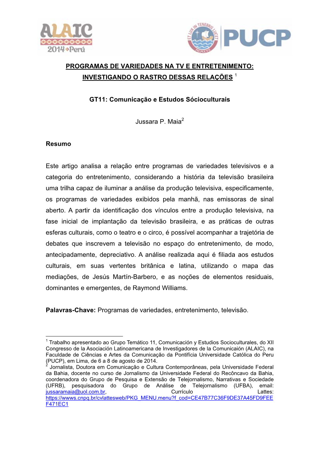 Programas De Variedades Na Tv E Entretenimento: Investigando O Rastro Dessas Relações 1