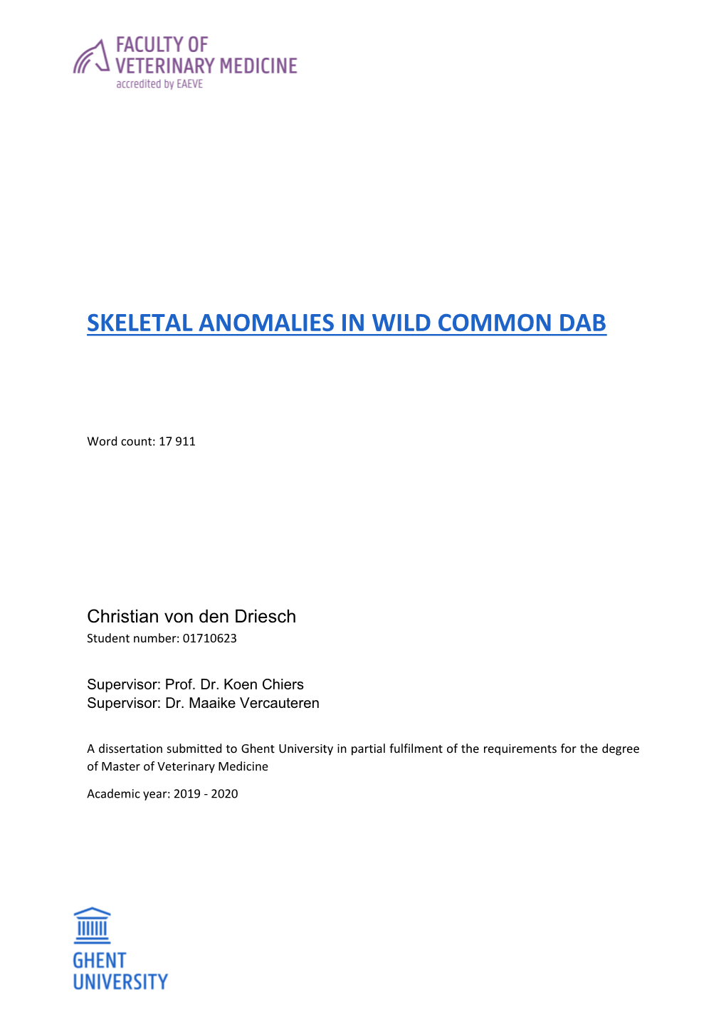 Skeletal Anomalies in Wild Common Dab