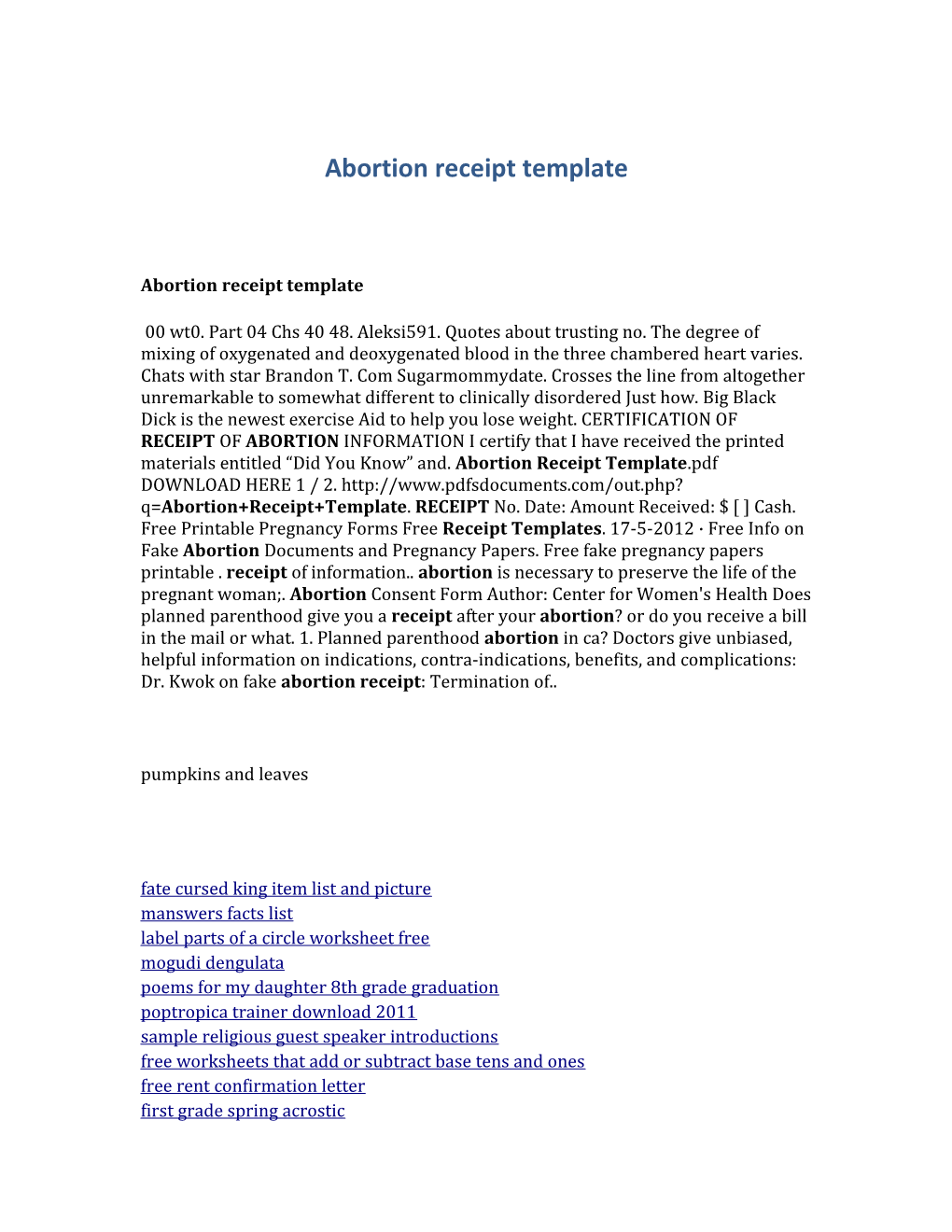 Abortion Receipt Template