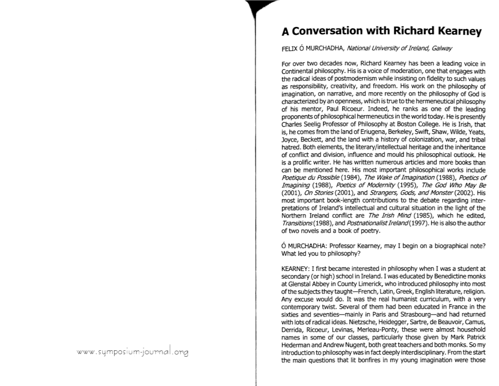 A Conversation with Richard Kearney