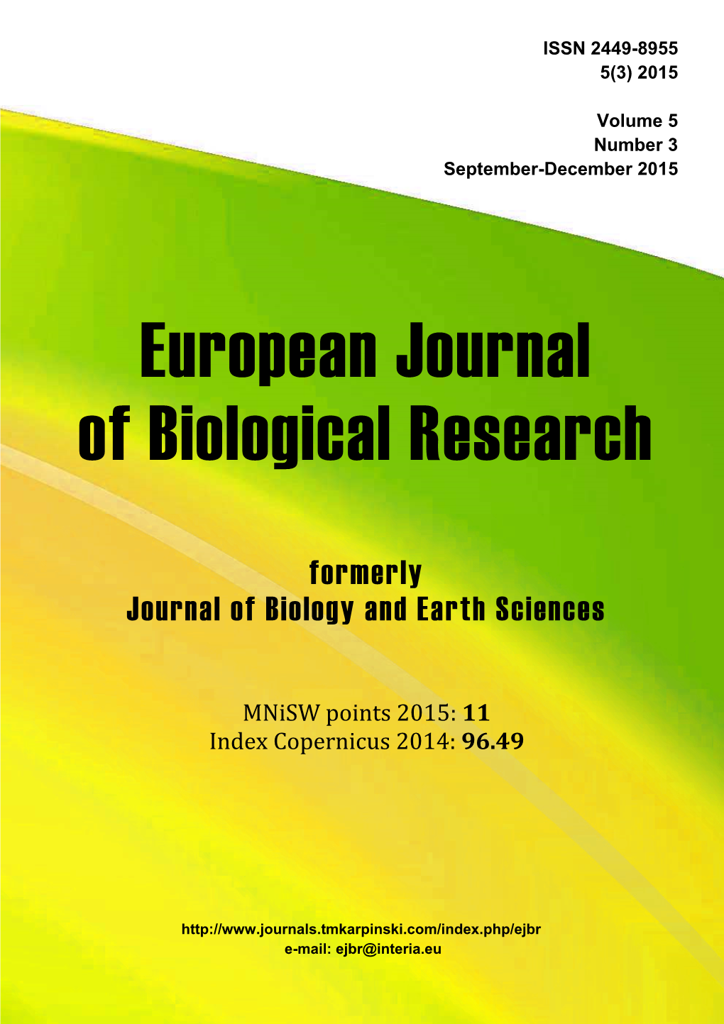 European Journal of Biological Research