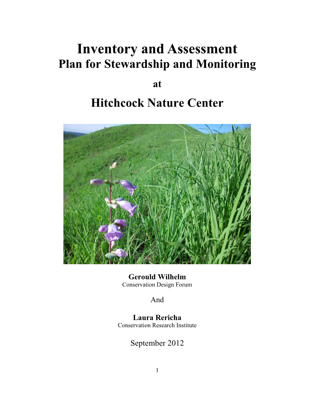 Hitchcock Nature Center Stewardship and Monitoring Plan