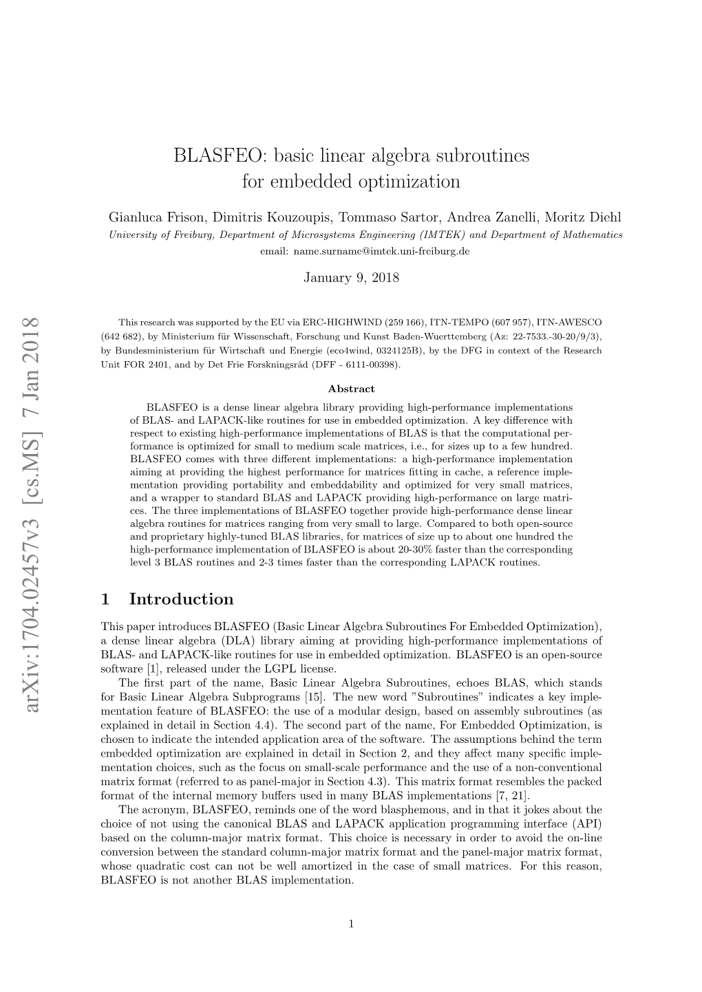 BLASFEO: Basic Linear Algebra Subroutines for Embedded Optimization