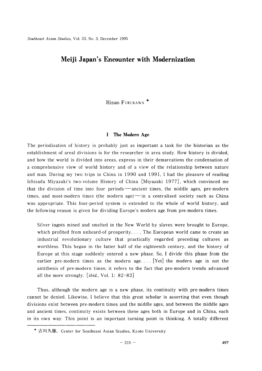 Meiji Japan's Encounter with Modernization