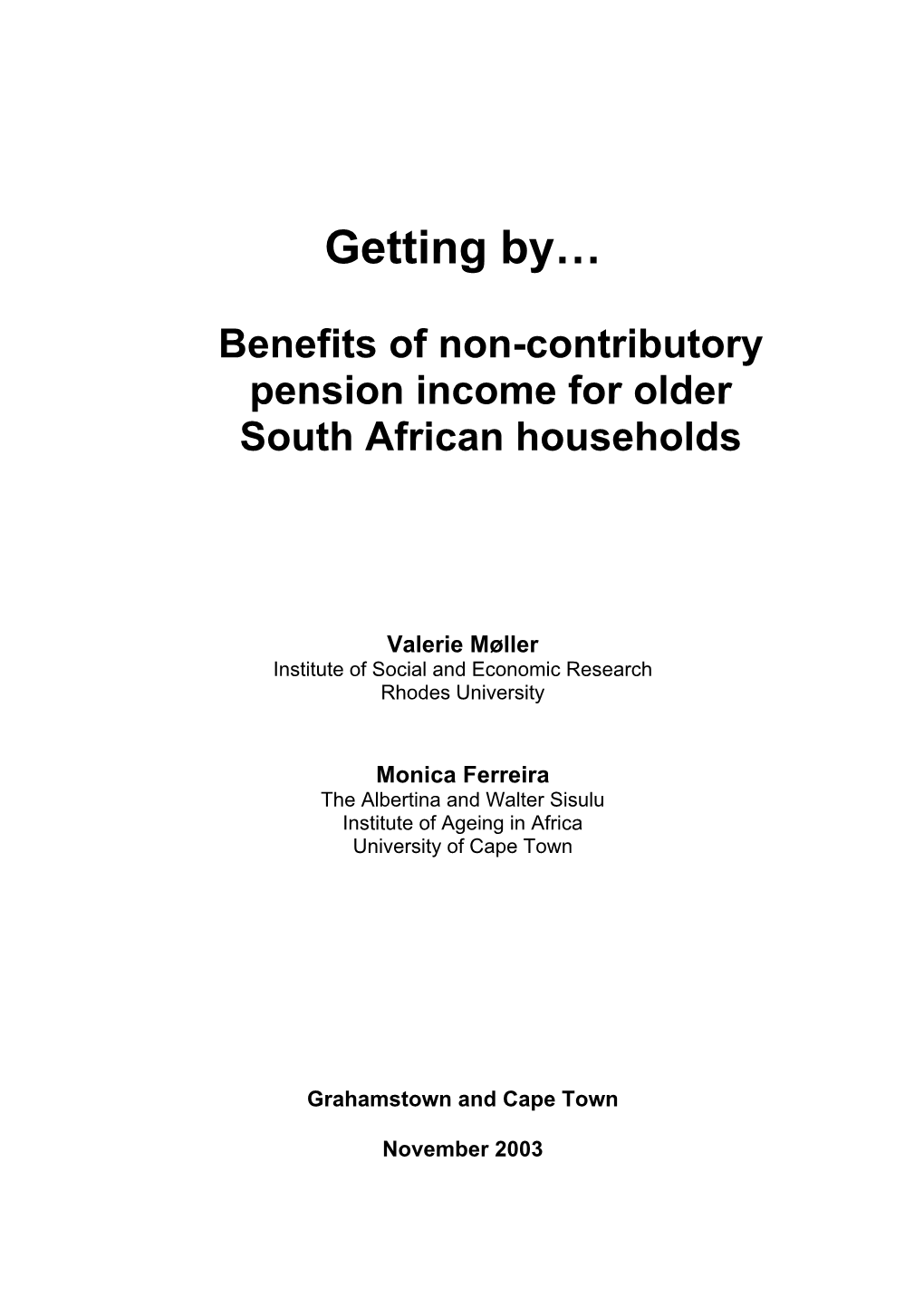 Benefits of Non-Contributory Pension Income for Older South African Households