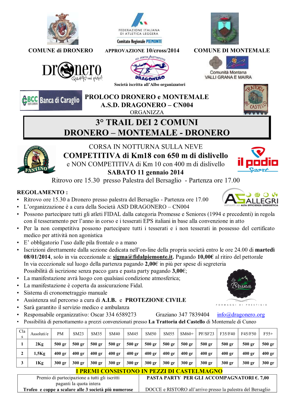 3° Trail Dei 2 Comuni Dronero – Montemale - Dronero