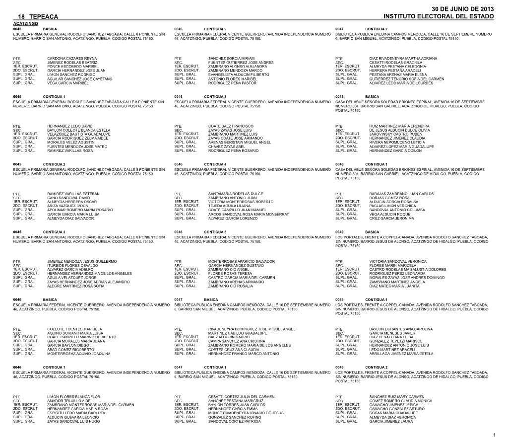 Instituto Electoral Del Estado Tepeaca 30 De Junio