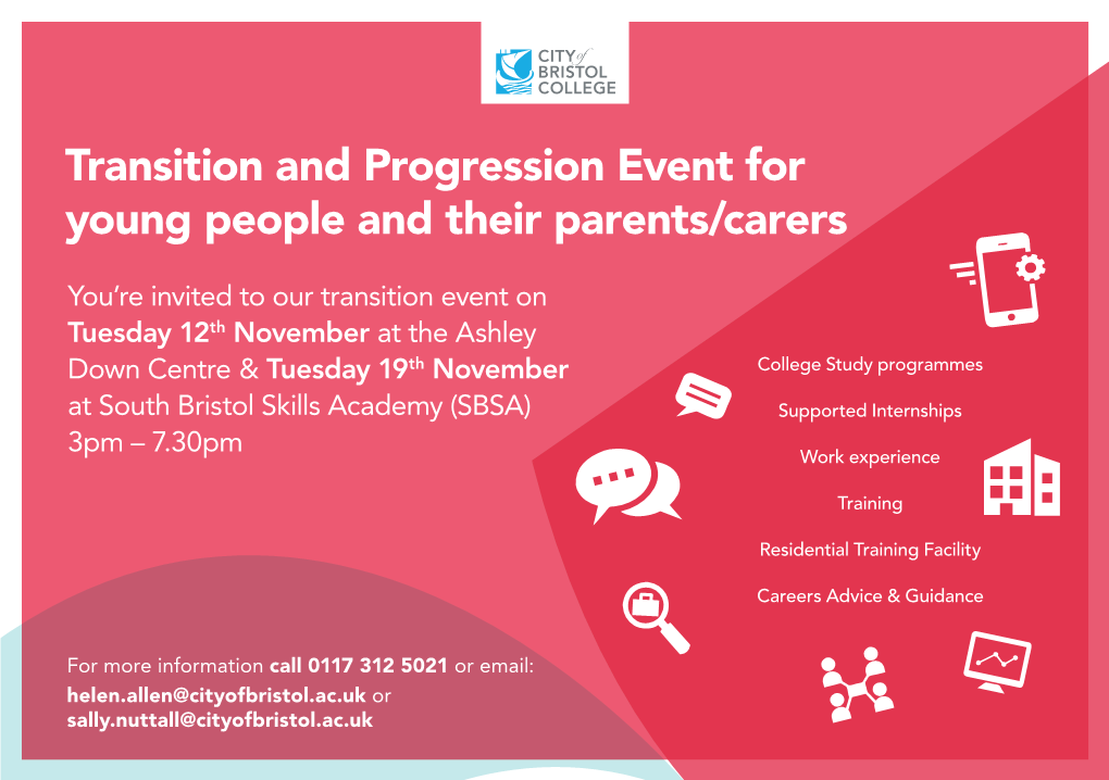 Transition and Progression Event for Young People and Their Parents/Carers