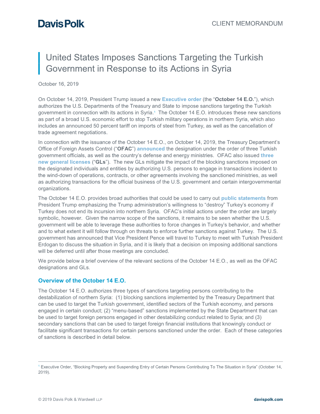 United States Sanctions Turkish Government Over Syrian Incursion