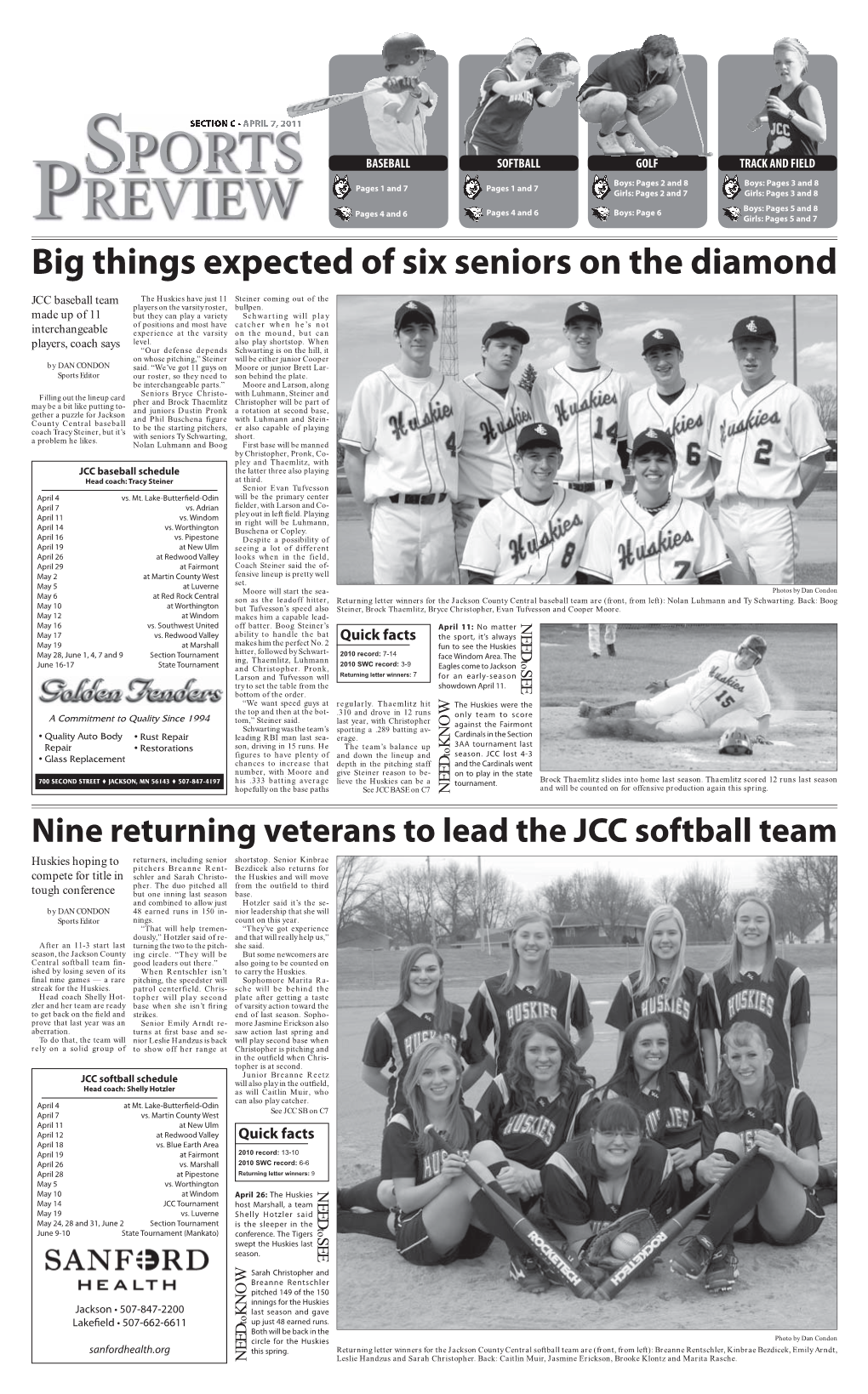 Big Things Expected of Six Seniors on the Diamond