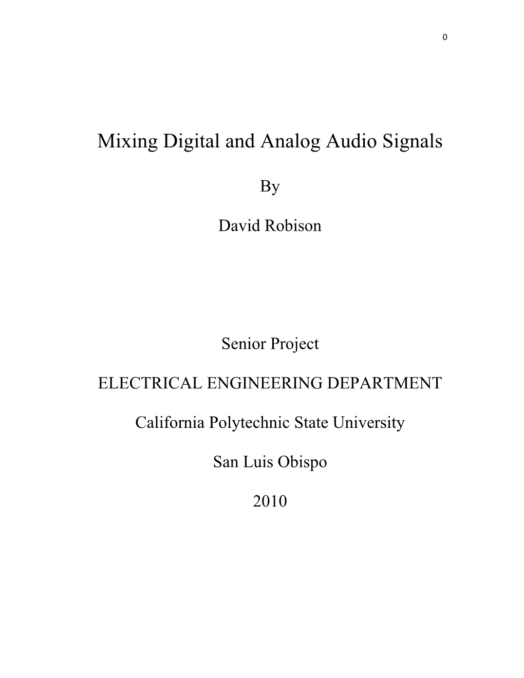 Mixing Digital and Analog Audio Signals