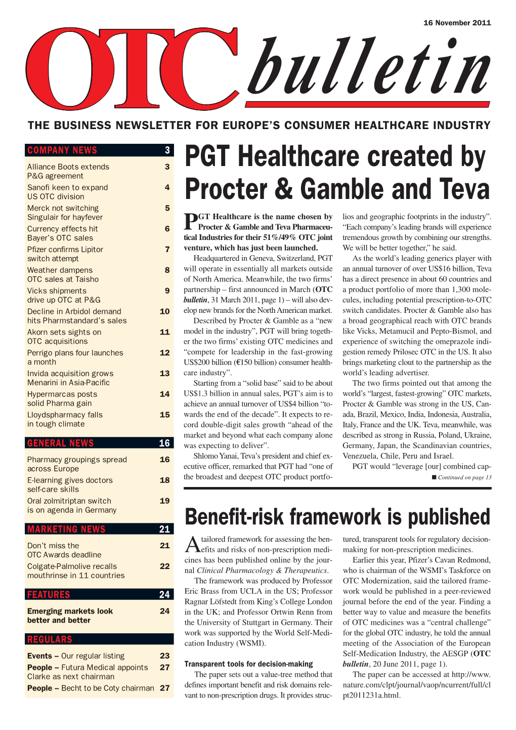 PGT Healthcare Created by Procter & Gamble and Teva