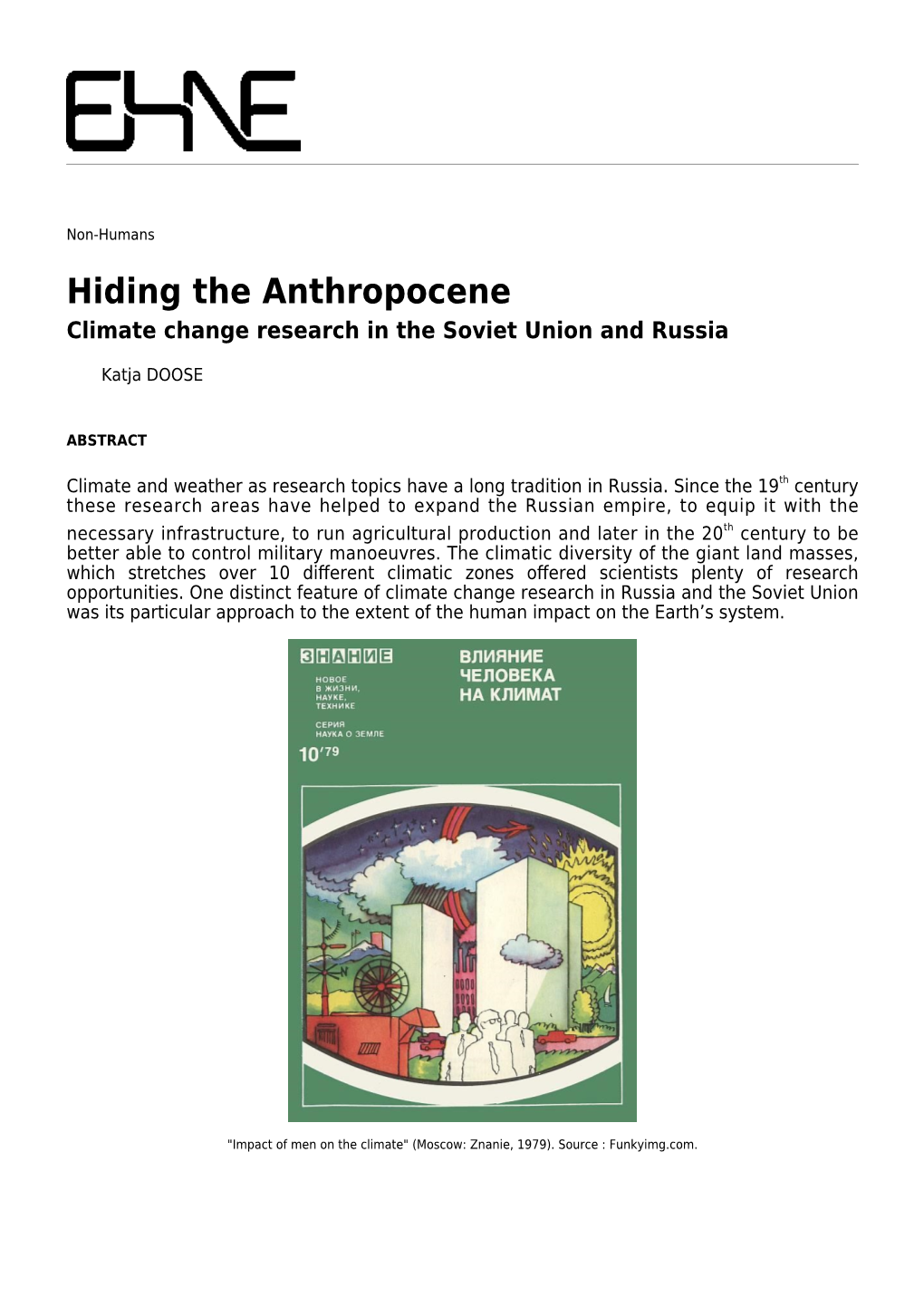 Hiding the Anthropocene Climate Change Research in the Soviet Union and Russia