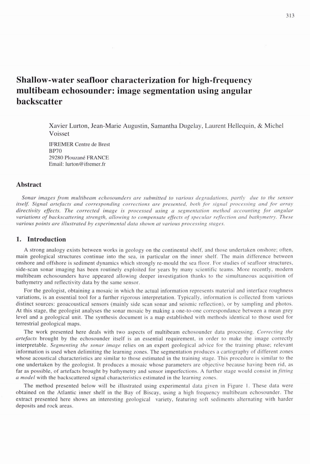 Shallow-Water Seafloor Characterization for High-Frequency Multibeam Echosounder: Image Segmentation Using Angular Backscatter