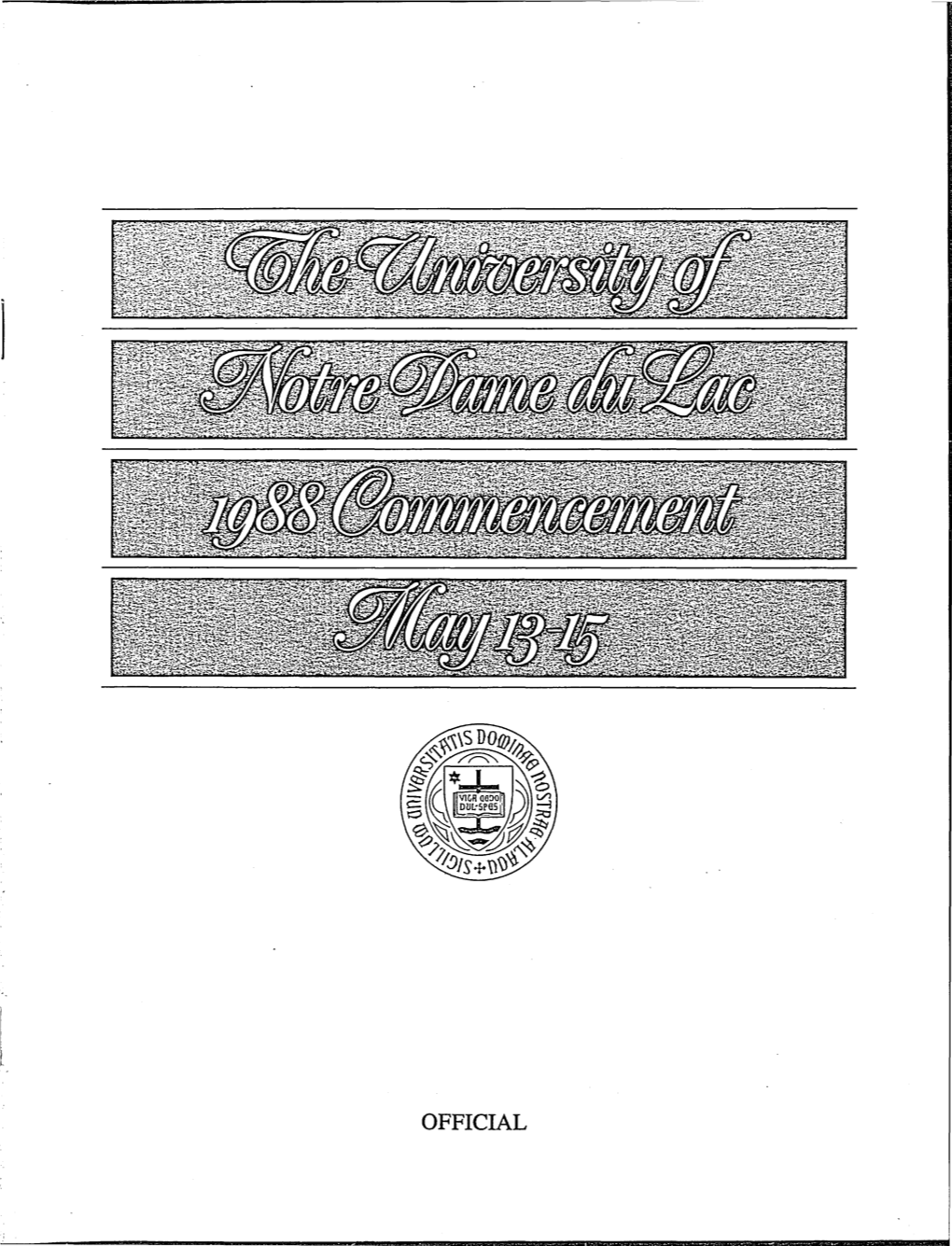 1988-05-15 University of Notre Dame Commencement Program