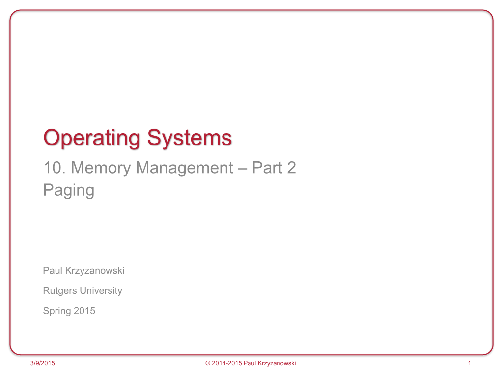 Operating Systems 10