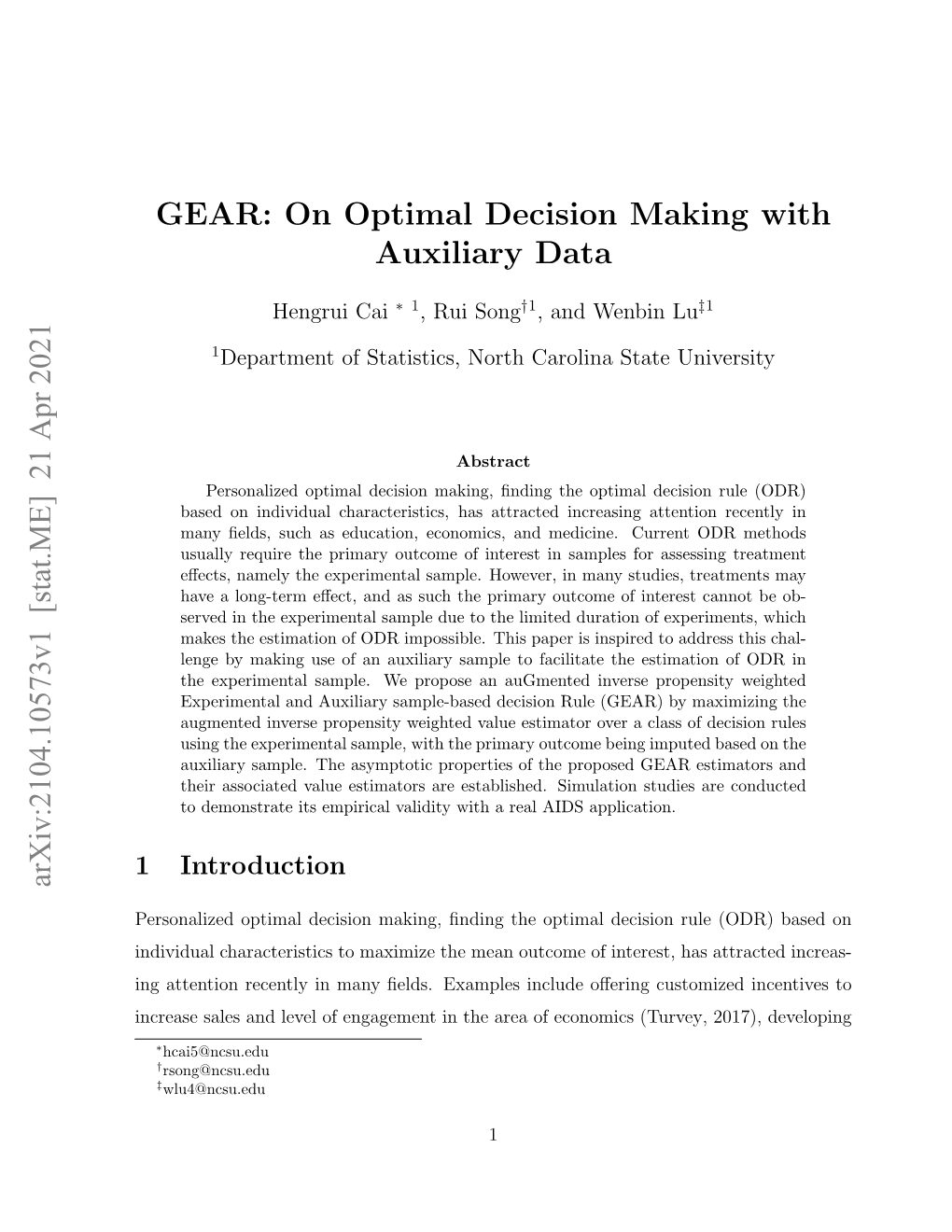On Optimal Decision Making with Auxiliary Data