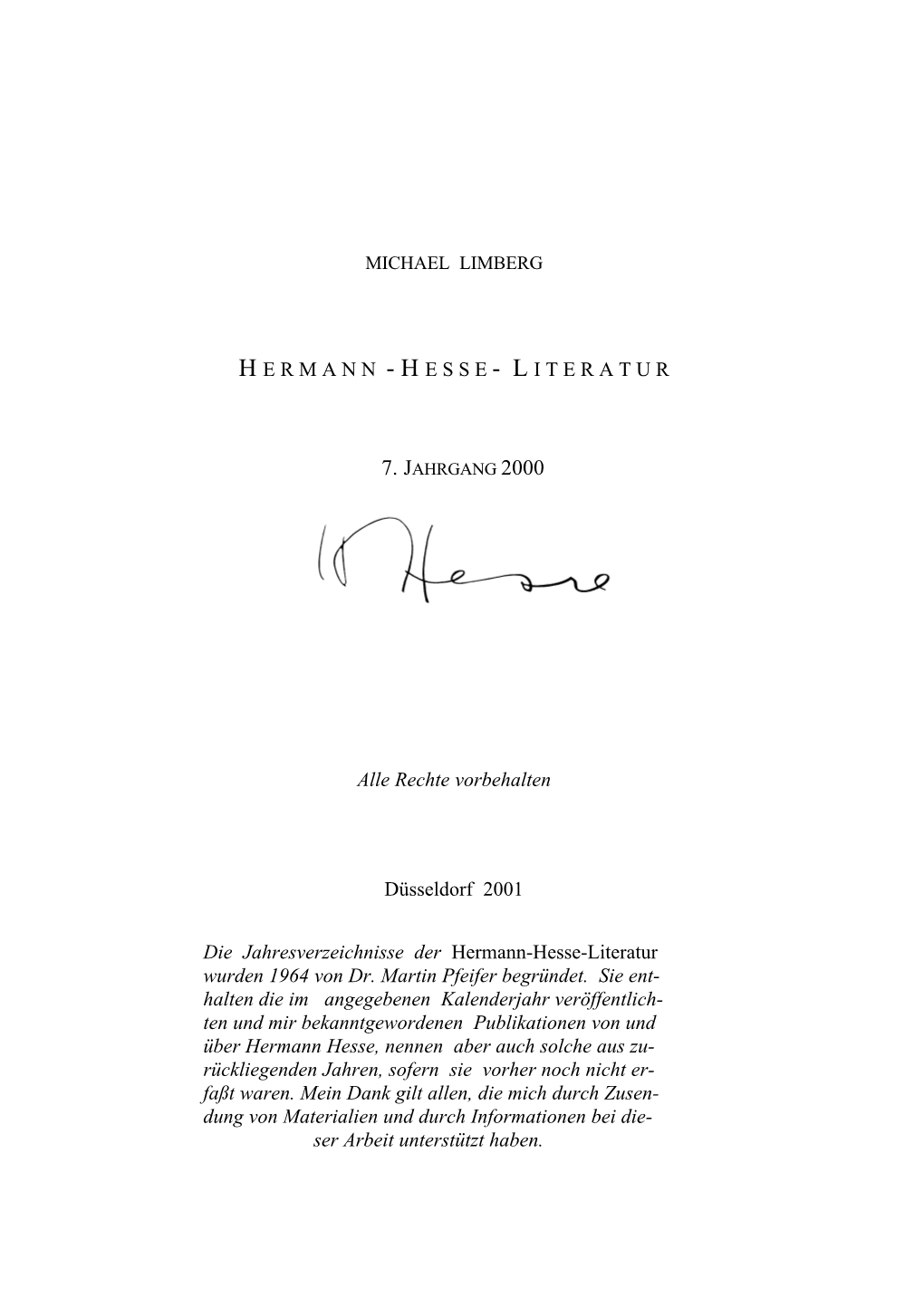 Hesse-Literatur Wurden 1964 Von Dr