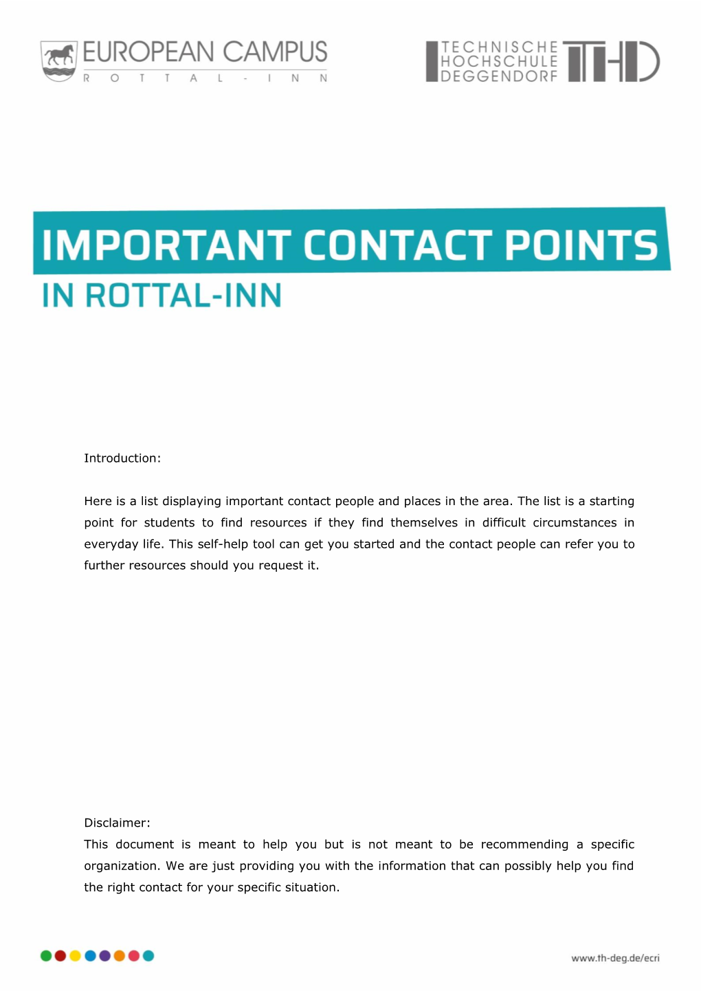 Important Contact Points Rottal -Inn