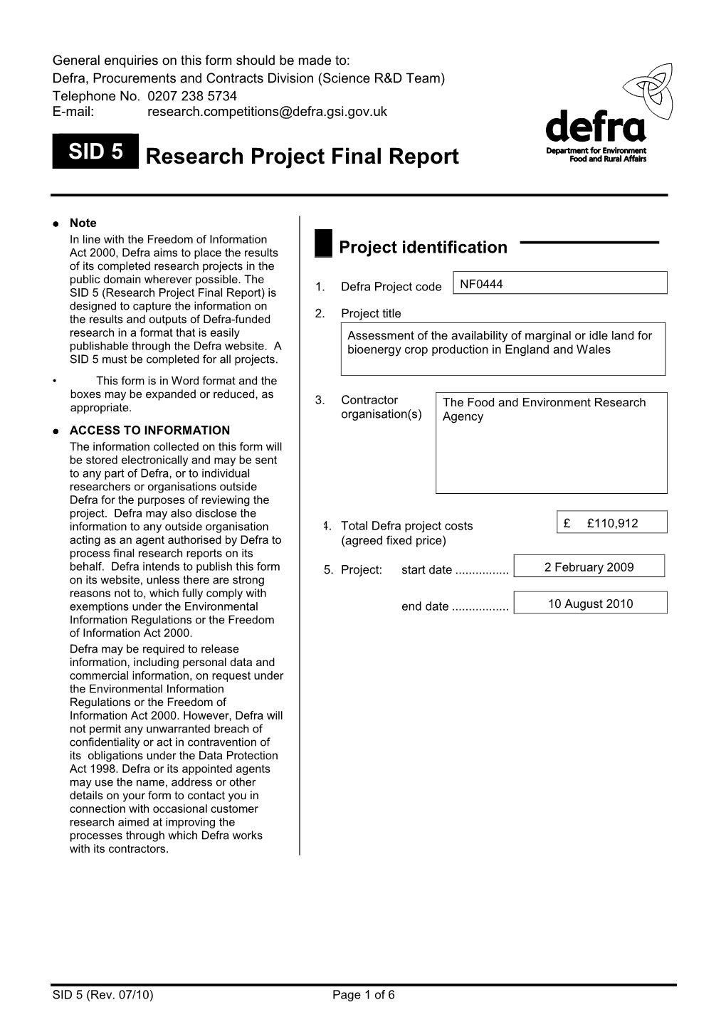 SID 5 Research Project Final Report