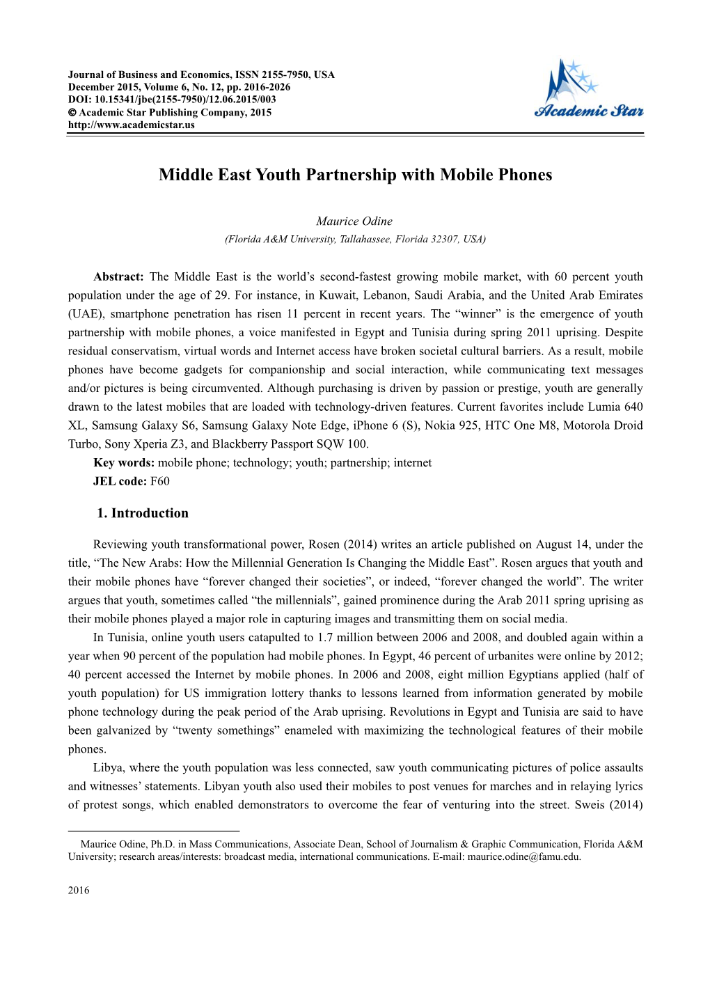 Middle East Youth Partnership with Mobile Phones