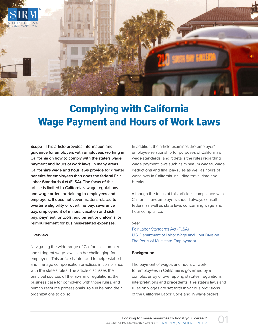 01 Complying with California Wage Payment and Hours of Work Laws