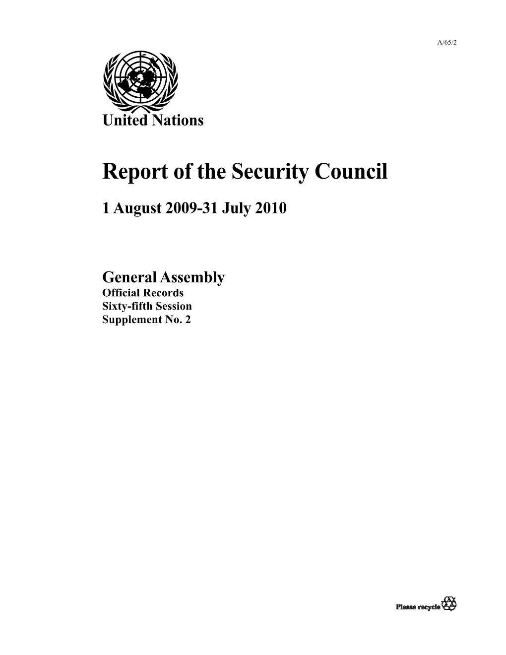 Report of the Security Council