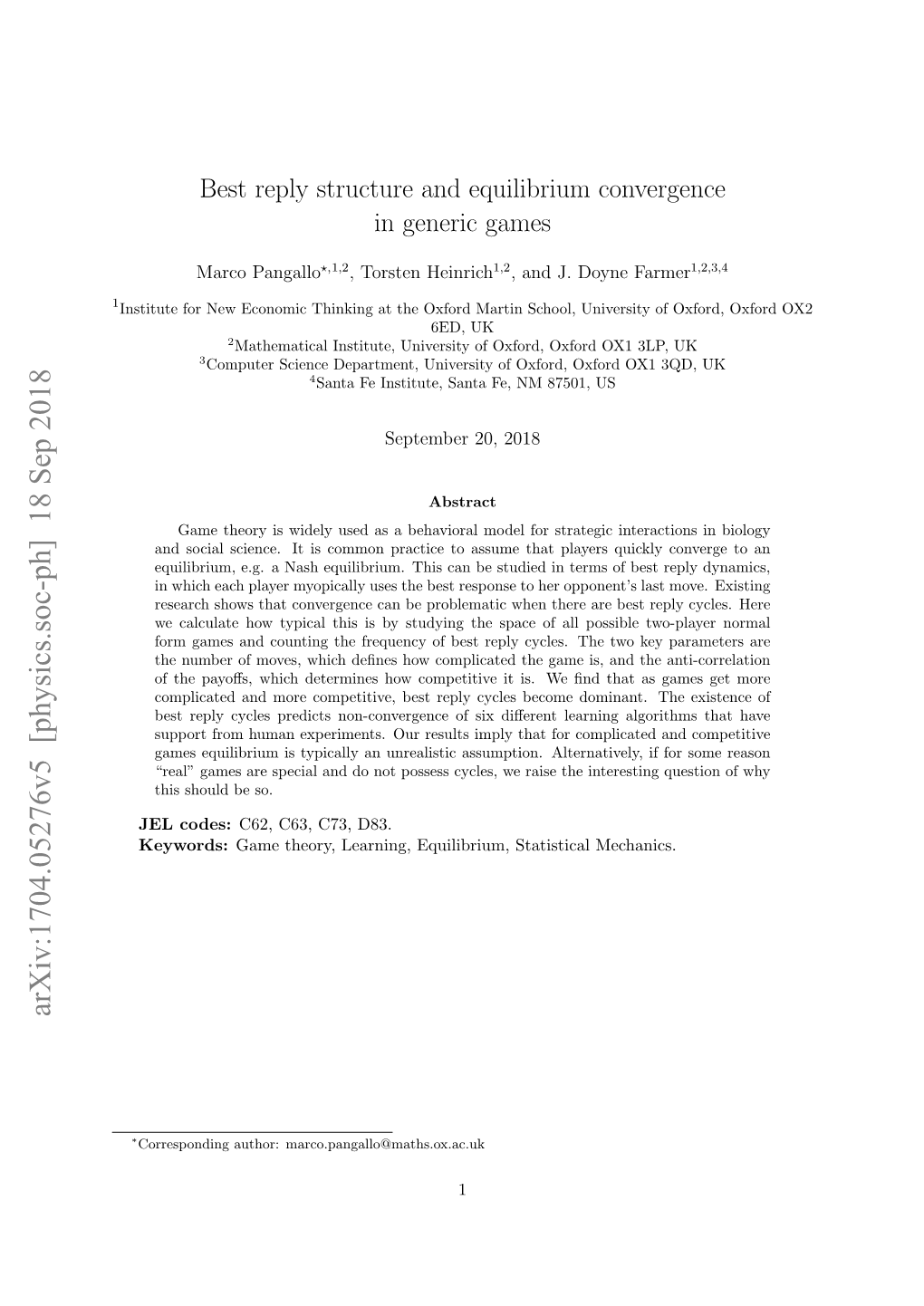 Best Reply Structure and Equilibrium Convergence in Generic Games