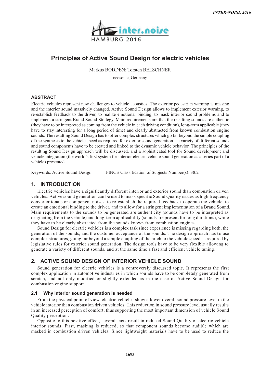 Principles of Active Sound Design for Electric Vehicles
