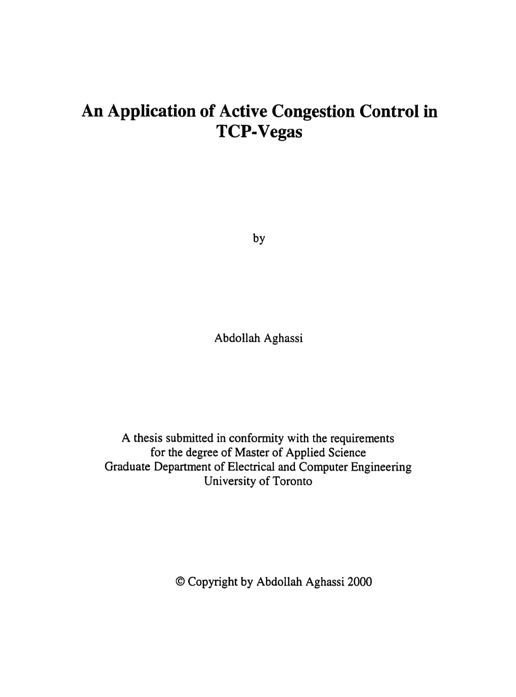 An Application of Active Congestion Control In