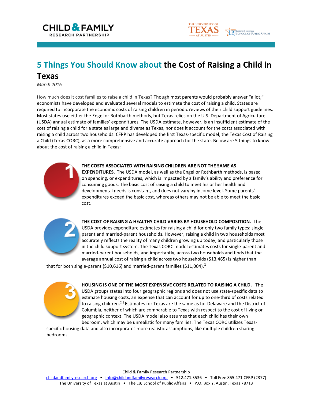 5 Things You Should Know About the Cost of Raising a Child in Texas March 2016